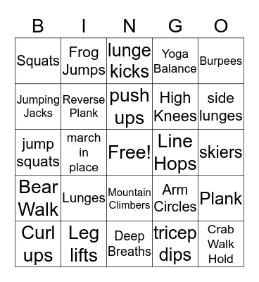 Rainy Day Bingo Card