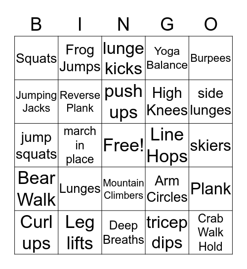 Rainy Day Bingo Card