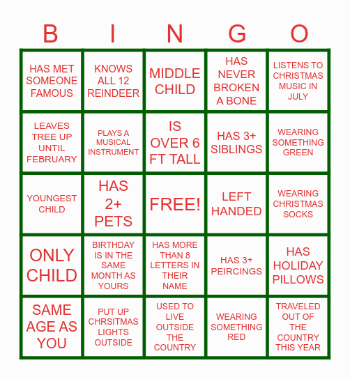 JMARK Holiday Bingo! Bingo Card