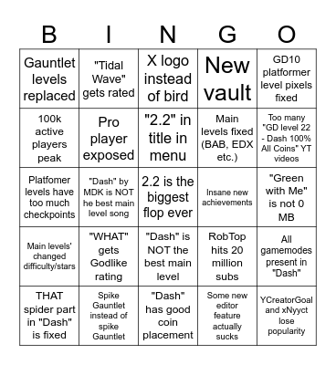 GD 2.2 Bingo by SlashyV Bingo Card