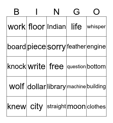 1R Bingo Card