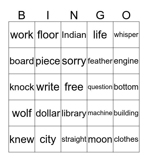 1R Bingo Card