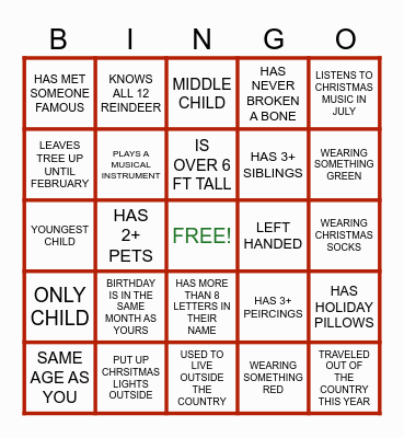 JMARK Holiday Bingo! Bingo Card