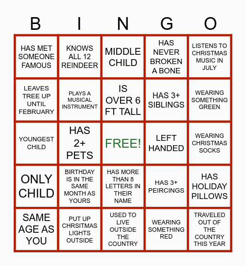 JMARK Holiday Bingo! Bingo Card