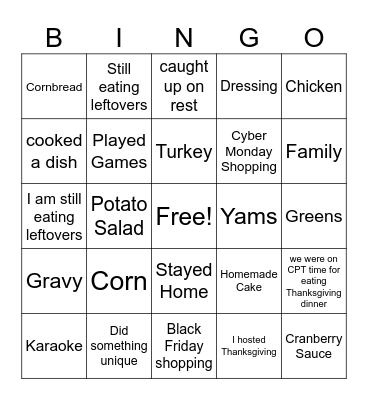 Friendsgiving Bingo Card