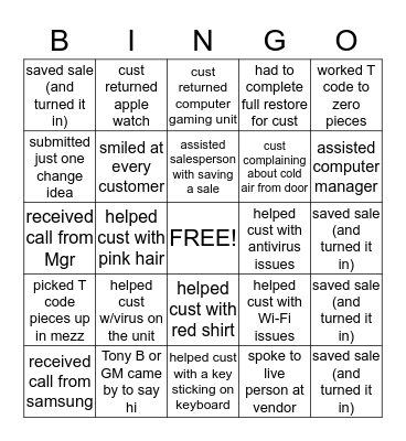 Spring Fling Bingo Card