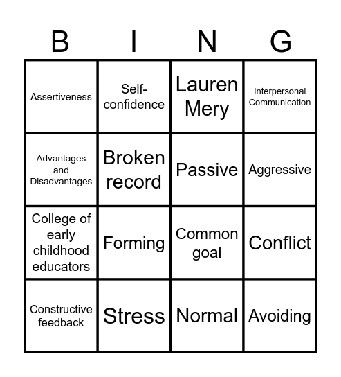 Module 4 Review Bingo Card
