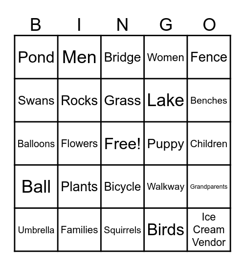 In The Park Bingo Card