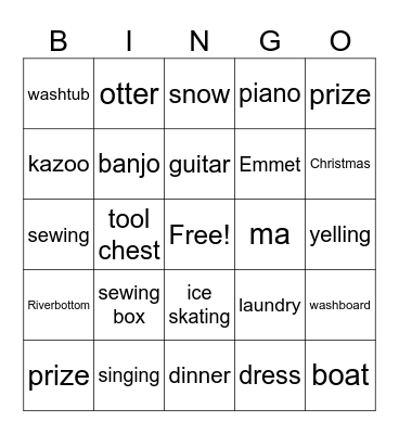 Emmett Otter Bingo Card