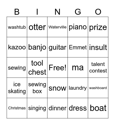 OTTER Bingo Card