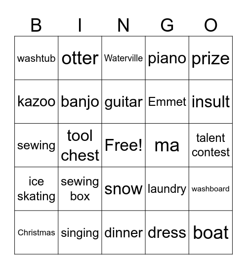 OTTER Bingo Card
