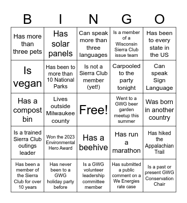 Find someone who... Bingo Card