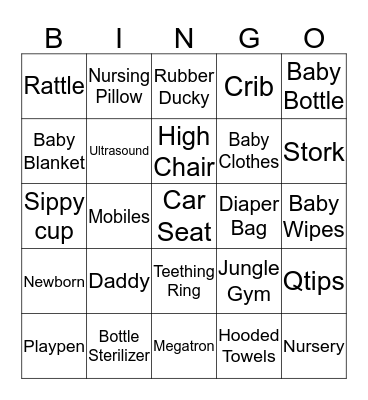 Megatron Baby Shower Bingo Card