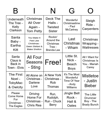 Tis The Season Bingo Card