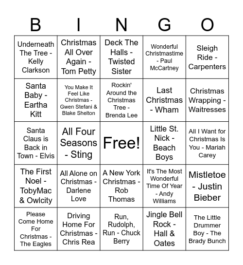 Tis The Season Bingo Card