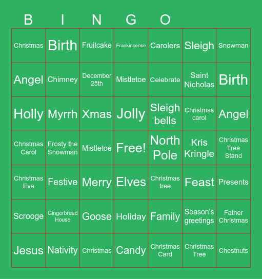 Christmas BINGO Card