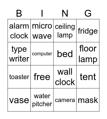 unit 16 bingo Card