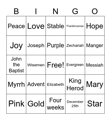 Advent Bingo Card