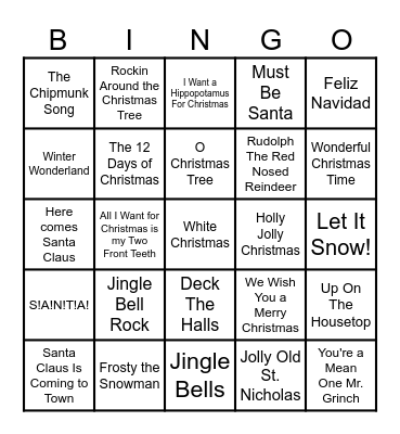 Christmas Bingo Card