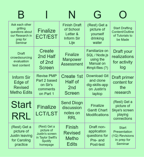 11/29/2023 Work Period Bingo Card