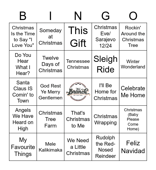 Christmas Music Bingo Card