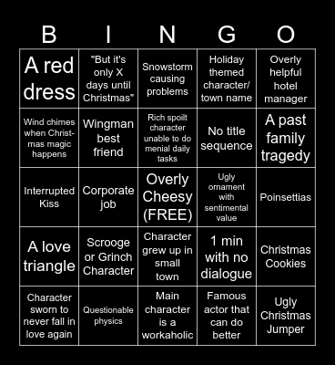 Christmas Movie Bingo Card