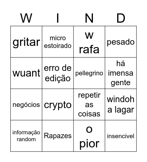 WINDOH BINGOH Bingo Card