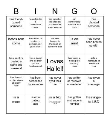 Bachelorette Bingo! Find someone who... Bingo Card