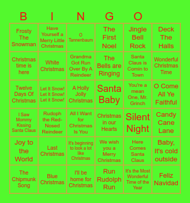 Christmas Classics Bingo Card