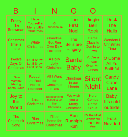 Christmas Classics Bingo Card