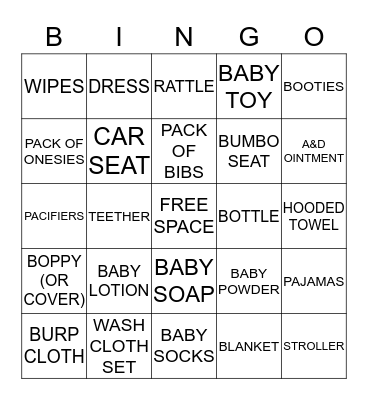 BABY BINGO! Bingo Card