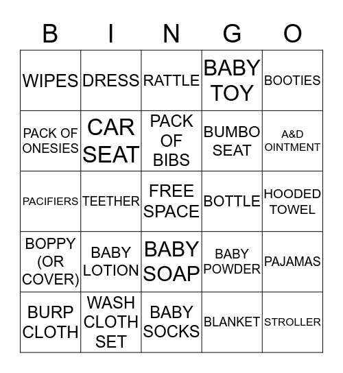 BABY BINGO! Bingo Card