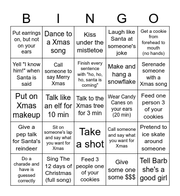Cookie Exchange Bingo Card