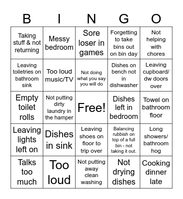 Am I Annoying? Bingo Card