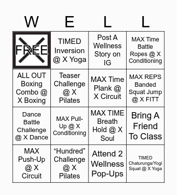 12 Days Of Wellness Bingo Card