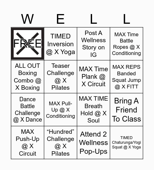 12 Days Of Wellness Bingo Card