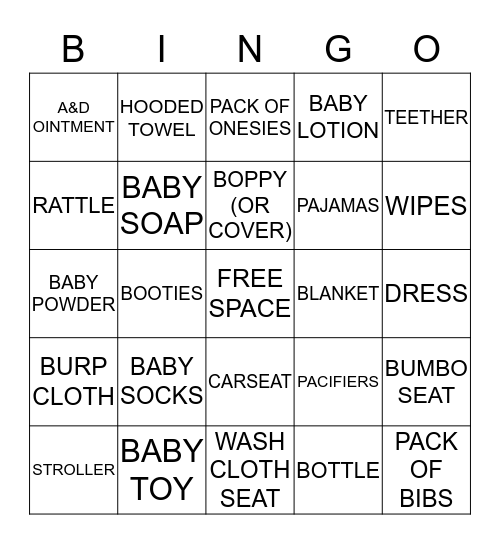 BABY BINGO! Bingo Card