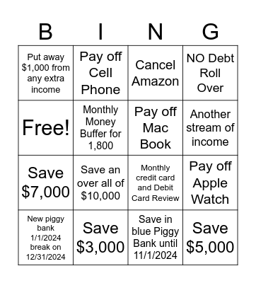 Financial Bingo Card