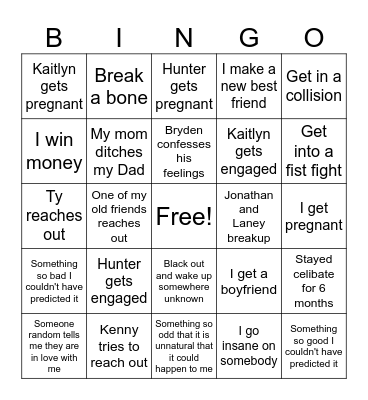 Natasha 2024 Bingo Card