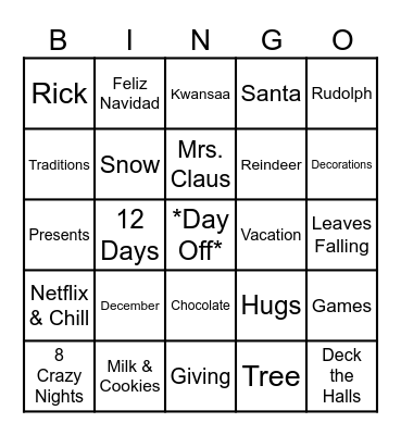 Winter Bingo Card