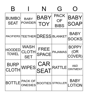 BABY BINGO! Bingo Card