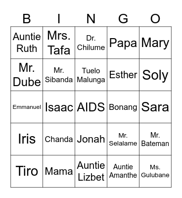 Chanda's Secrets Bingo Card