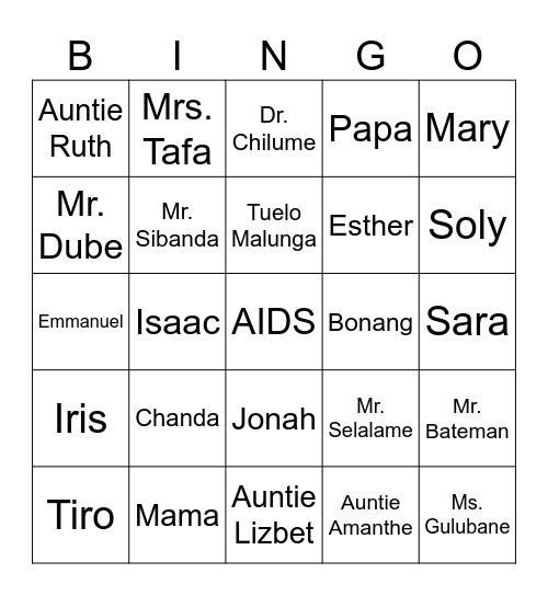 Chanda's Secrets Bingo Card