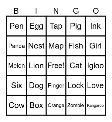 Phonics Review Bingo Card