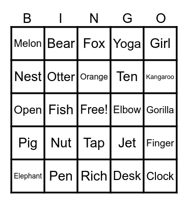 Phonics Review Bingo Card