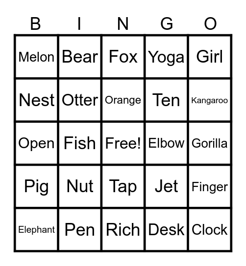 Phonics Review Bingo Card