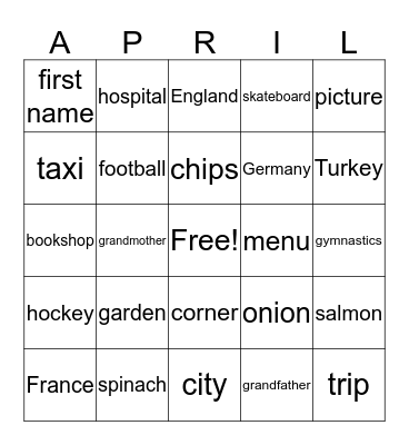 1 april Bingo Card