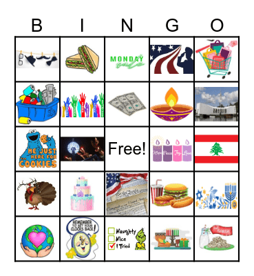 Holiday Edition Bingo Card