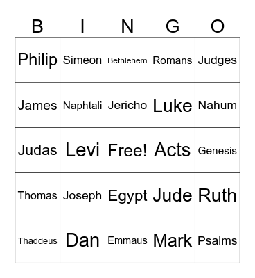 Bible Bingo Card