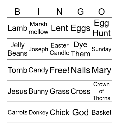 Easter Bingo Card